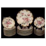 LL - Vintage Haviland Limoges France Plate Set with Floral and Gold Trim