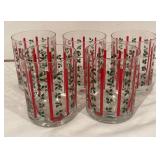 LL - Set of 5 Holiday Glasses with Holly Design