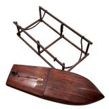 LL - Vintage Wooden Model Boat with Stand and Heineken Decals
