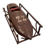 LL - Vintage Wooden Model Boat with Stand and Heineken Decals