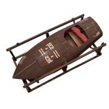 LL - Vintage Wooden Model Boat with Stand and Heineken Decals