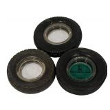 LL - Set of 3 Vintage Tire Ashtrays by Kelly, Remington and Seiberling