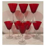 LL - Set of Vibrant Red Stemware