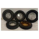 LL - Set of 5 Vintage Tire Ashtrays including Firestone, US Rubber Company and More