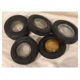 LL - Set of 5 Vintage Tire Ashtrays including Firestone, US Rubber Company and More