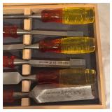 LL - Sheffield Marples England 6-Piece Chisel Set with Wooden Case