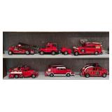 LL - Collection of Vintage Diecast Fire Trucks with Display Case