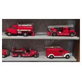 LL - Collection of Vintage Diecast Fire Trucks with Display Case