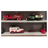 LL - Collection of Vintage Diecast Fire Trucks with Display Case