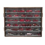 LL - Collection of Vintage Diecast Fire Trucks with Display Case