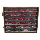 LL - Collection of Vintage Diecast Fire Trucks with Display Case