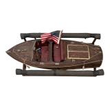 LL - Vintage Chris-Craft Wooden Model Boat with Display Stand