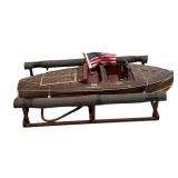LL - Vintage Chris-Craft Wooden Model Boat with Display Stand