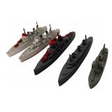 LL - Set of 5 Vintage Tootsie Toy Metal Model Ships