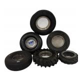 LL  - Set of 6 Vintage Tire Ashtrays Hercules, Goodyear, Kelly and More