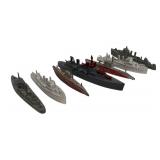 LL - Set of 6 Vintage Tootsie Toy Metal Model Ships