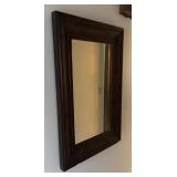 H - Vintage Wall Mirror with Dark Wood Frame