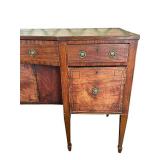 DR - Antique Wooden Sideboard Buffet with Brass Pulls