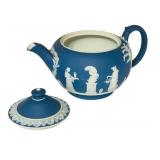 DR - Vintage Wedgwood Blue Jasperware Teapot with Lid