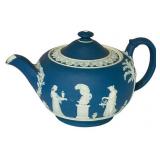 DR - Vintage Wedgwood Blue Jasperware Teapot with Lid