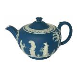DR - Vintage Wedgwood Blue Jasperware Teapot with Lid