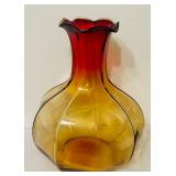 DR - Set of 2 Antique Amberina Glass Vases, 9 Inch Tall