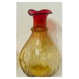 DR - Set of 2 Antique Amberina Glass Vases, 9 Inch Tall