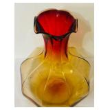 DR - Set of 2 Antique Amberina Glass Vases, 9 Inch Tall