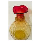 DR - Set of 2 Antique Amberina Glass Vases, 9 Inch Tall