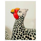 LR - Pair of Hand-Painted Guinea Fowl Ceramic Sculptures