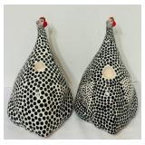 LR - Pair of Hand-Painted Guinea Fowl Ceramic Sculptures