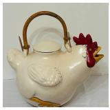LR - Ceramic Chicken Teapot with Bamboo Handle