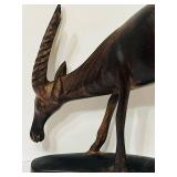 LR - Vintage Hand-Carved Wooden Antelope Sculpture