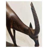 LR - Vintage Hand-Carved Wooden Antelope Sculpture