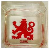 LR - Set of 4 Gluek Brewery Glass Ashtrays with Red Lion Emblem