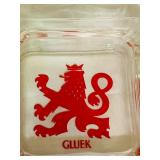 LR - Set of 4 Gluek Brewery Glass Ashtrays with Red Lion Emblem
