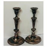 LR - Pair of 12-Inch Vintage Silver-Plated Candlesticks