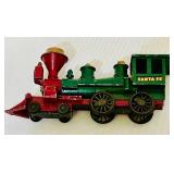 K - Vintage 4 Inch Cast Iron Santa Fe Locomotive Train Toy