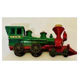 K - Vintage 4 Inch Cast Iron Santa Fe Locomotive Train Toy