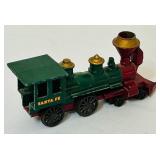 K - Vintage 4 Inch Cast Iron Santa Fe Locomotive Train Toy