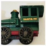 K - Vintage 4 Inch Cast Iron Santa Fe Locomotive Train Toy