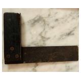 LR - Vintage Hand Tool Collection with Saw, Wrench, Square, and Wood Handle