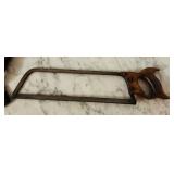 LR - Vintage Hand Tool Collection with Saw, Wrench, Square, and Wood Handle