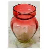 LR - Set of 3 Antique Ruby to Amberina Art Glass Vases and Decanter