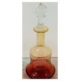 LR - Set of 3 Antique Ruby to Amberina Art Glass Vases and Decanter