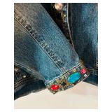 LR - BeBeR Embellished Denim Jacket with Colorful Gemstones, Medium
