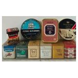 LR - Collection of Vintage Tins with Candy and Tobacco
