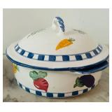 DR - Manolis Hand-Painted Ceramic Bakeware Set with Vegetable Motif, 2 Pieces