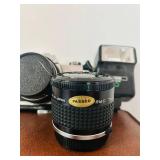 LR - Olympus OM-1 35mm SLR Camera Set with Lenses, Flash, and Leather Case