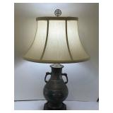 DR - 22-Inch Cloisonne  and Champlevé Style Table Lamp with Shade and Floral Design